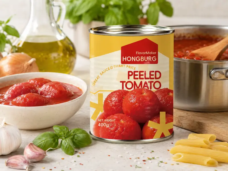 Premium hermetiske skrellede tomater for matlaging og sauser